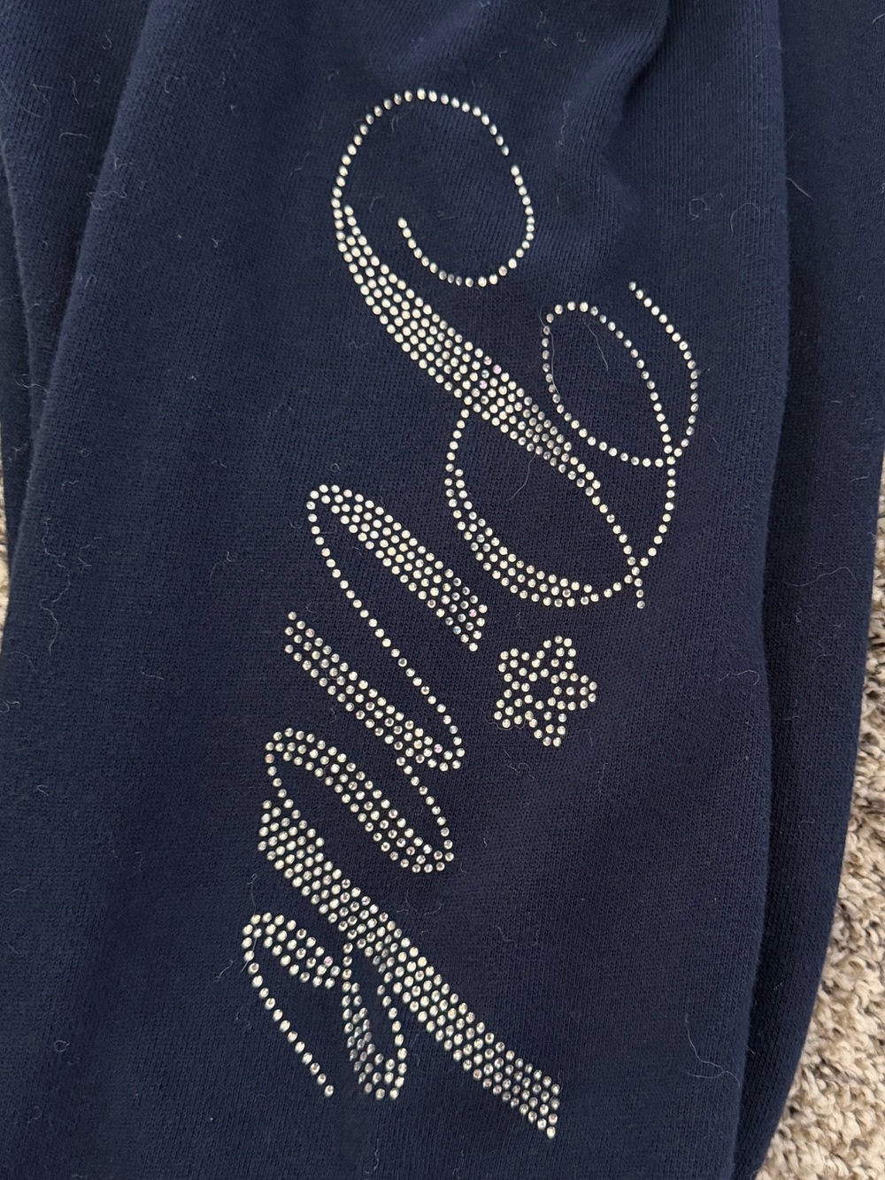 victoria’s secret navy blue rhinestone sweatpants